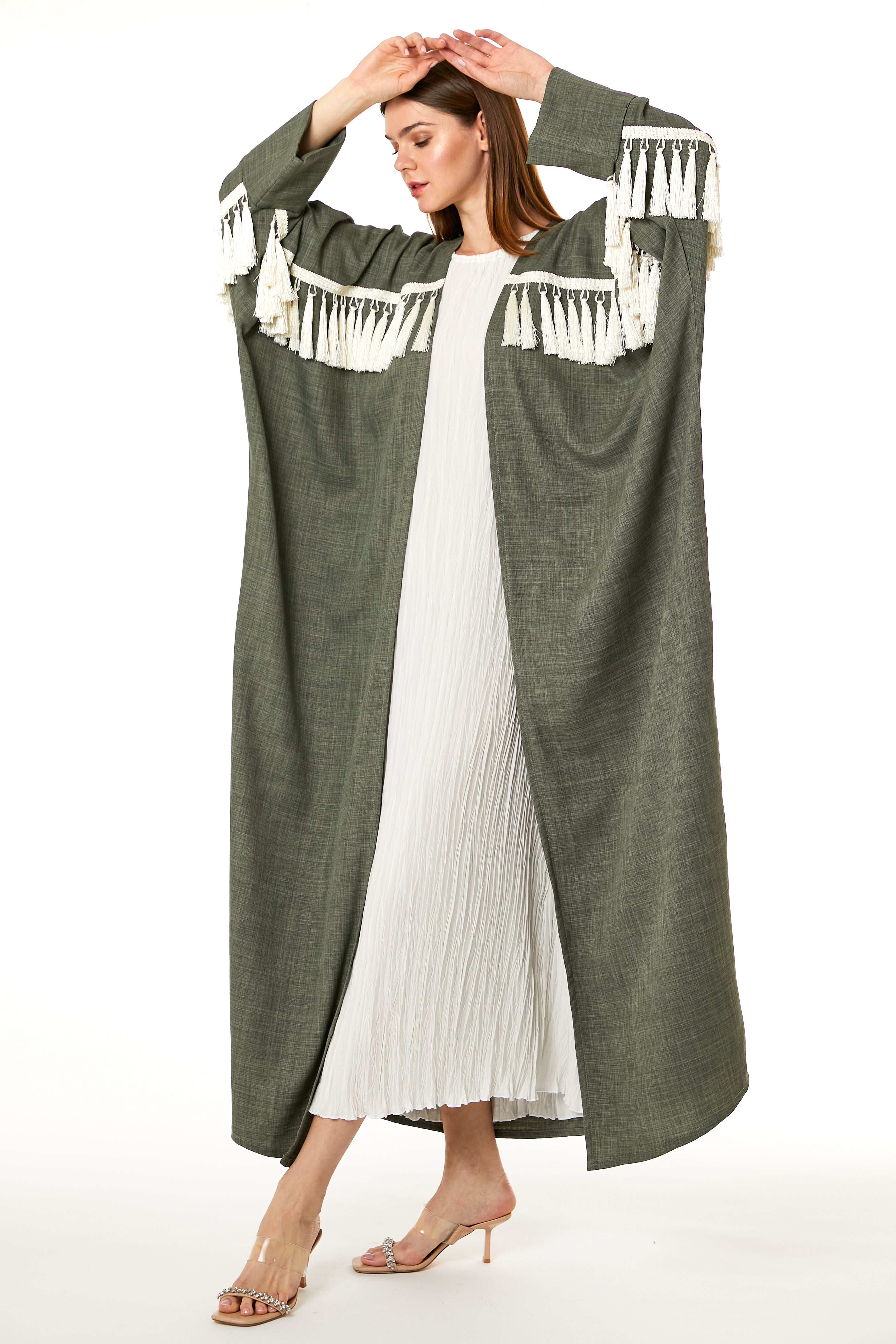 MOiSTREET Green CEY Melange Abaya