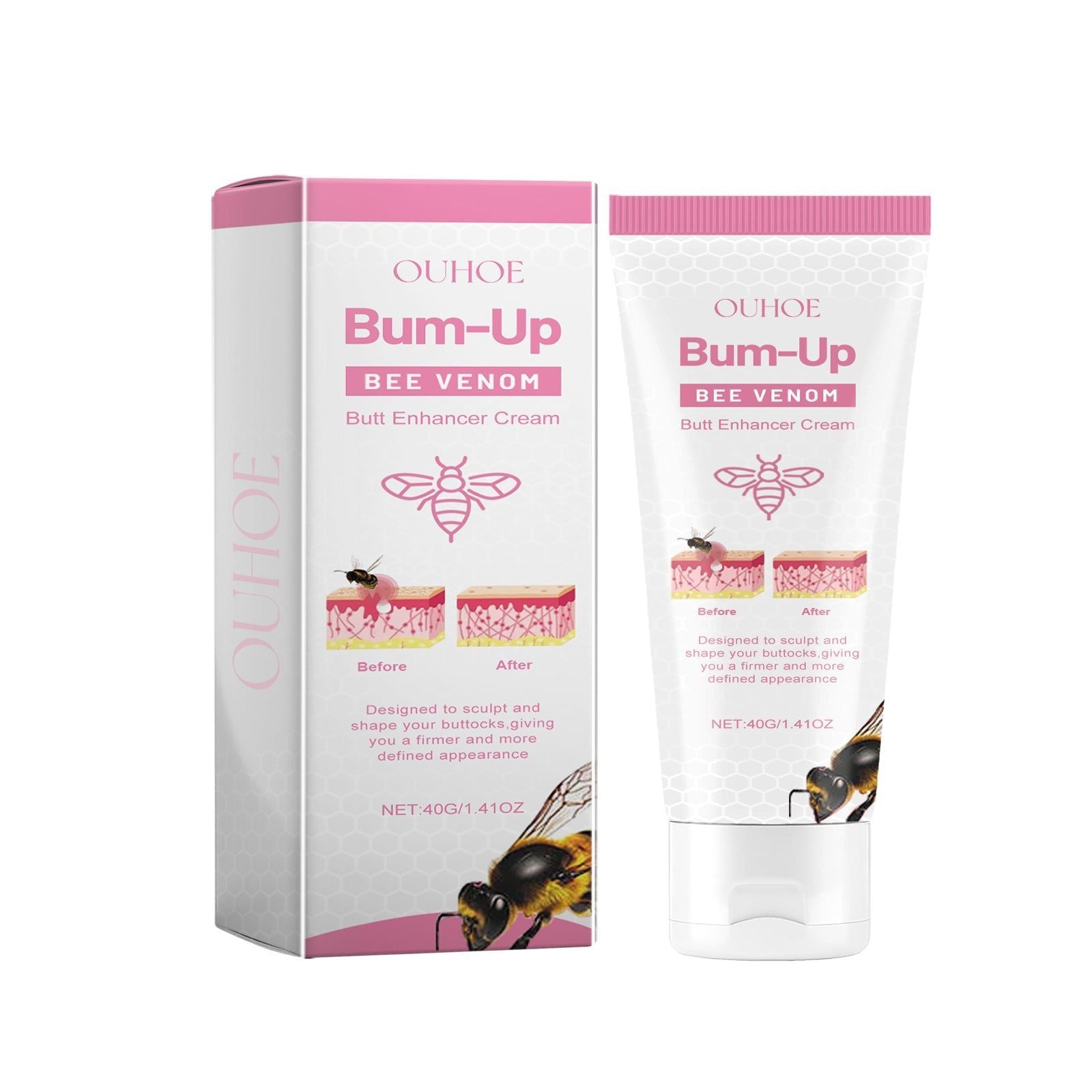 Bee Venom Skin Firming Cream for Buttocks, Anti-Aging, Moisturizing, Elasticity Boost ,40g