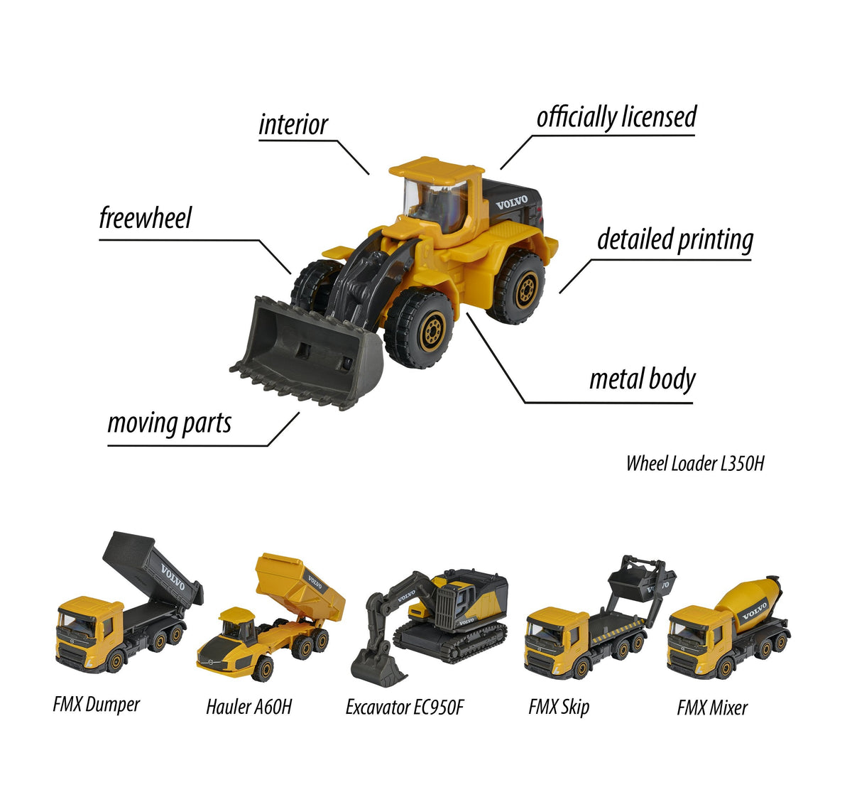 Majorette Volvo Construction Vehicle Die-Cast Toy — 1pc