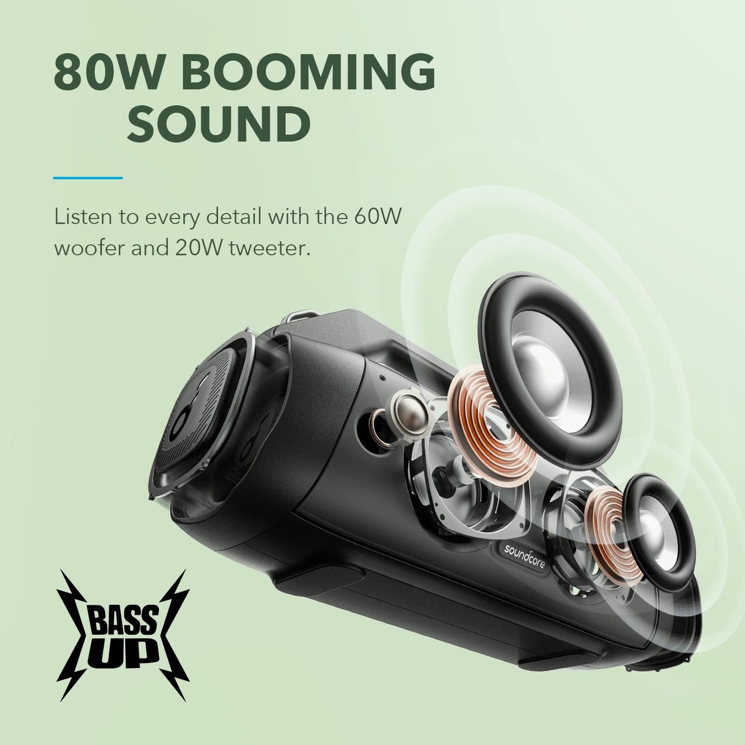 مكبر صوت Anker Soundcore Motion Boom Plus 80W Bluetooth، أسود
