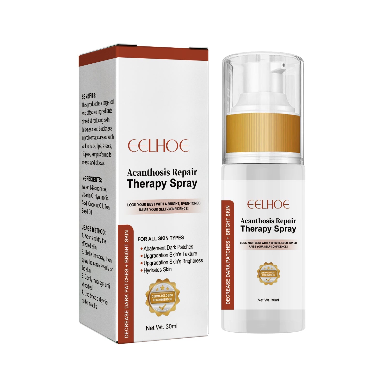 Black Acanthoderma Treatment Spray for Even Skin Tone, Skin Care, Melanin Repair ,30ml