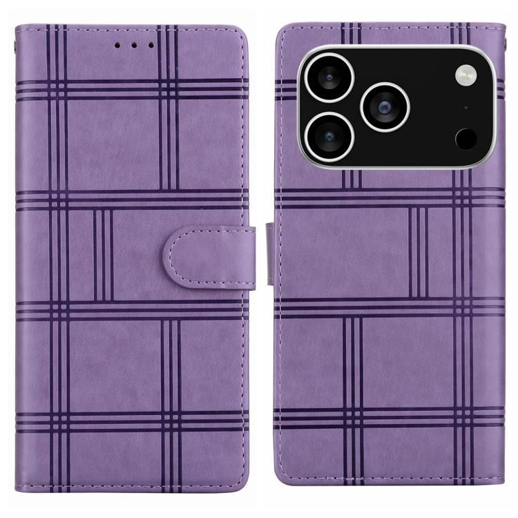 For iPhone 18 Pro Max / iPhone 17 Pro Max Embossed Checkered Leather Phone Case