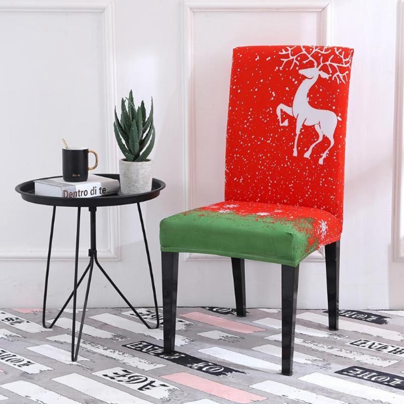 4pcs Christmas Chair Covers Elastic Dining Chair Covers For Holiday Banquet Home Party Decor