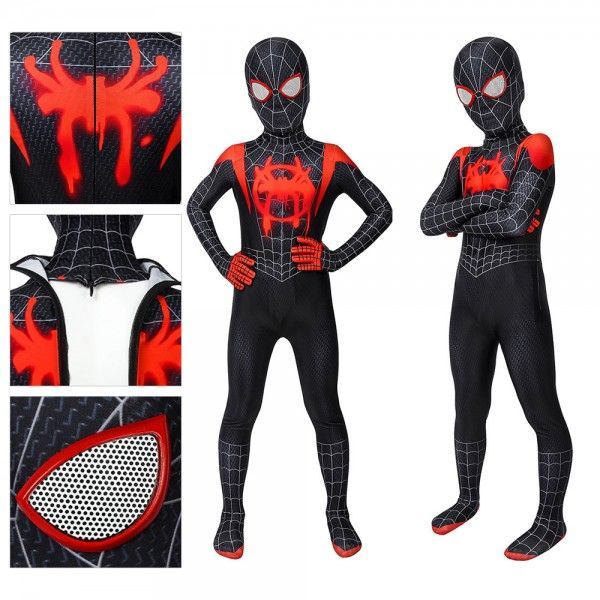Kids Miles Morales Costume Spiderman Cosplay Jumpsuit Halloween Cosplay Suit