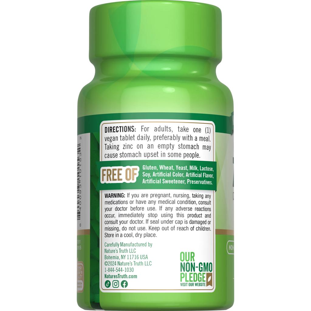 Nature's Truth Chelated Zinc (Zinc Gluconate) 50mg (100 Tablets)