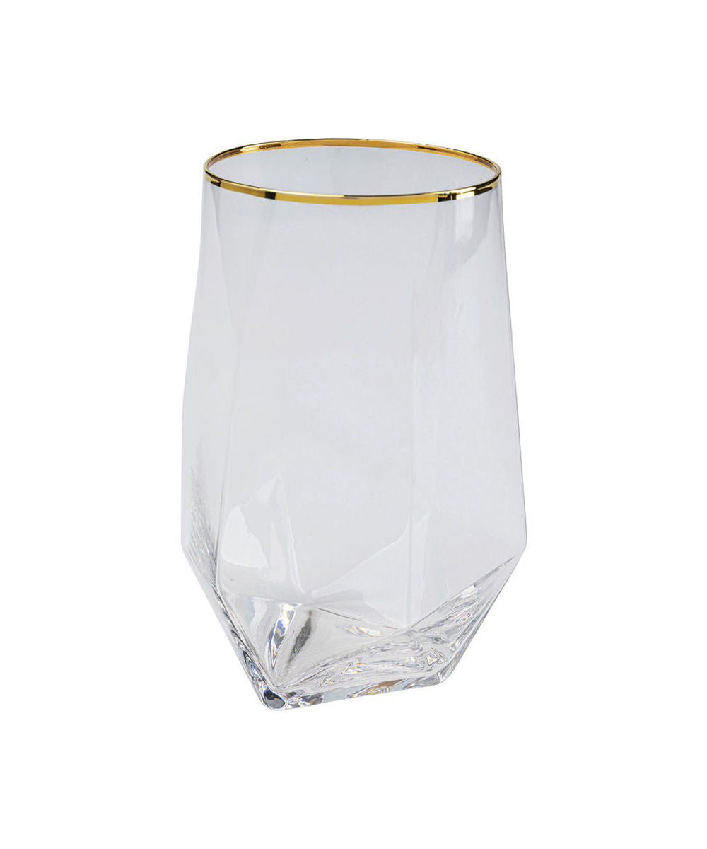 Diamond Tumbler Glass With Gold Rim