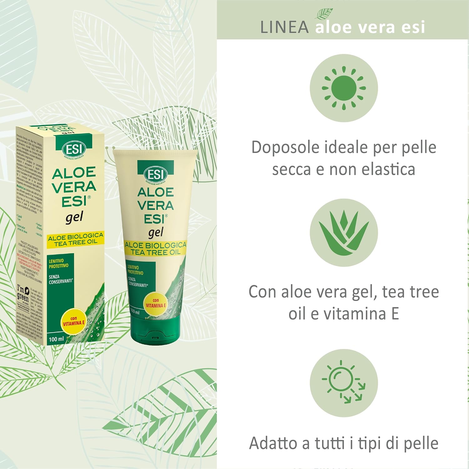 جل الصبار Esi فيتامين E + شجرة الشاي 200 مل