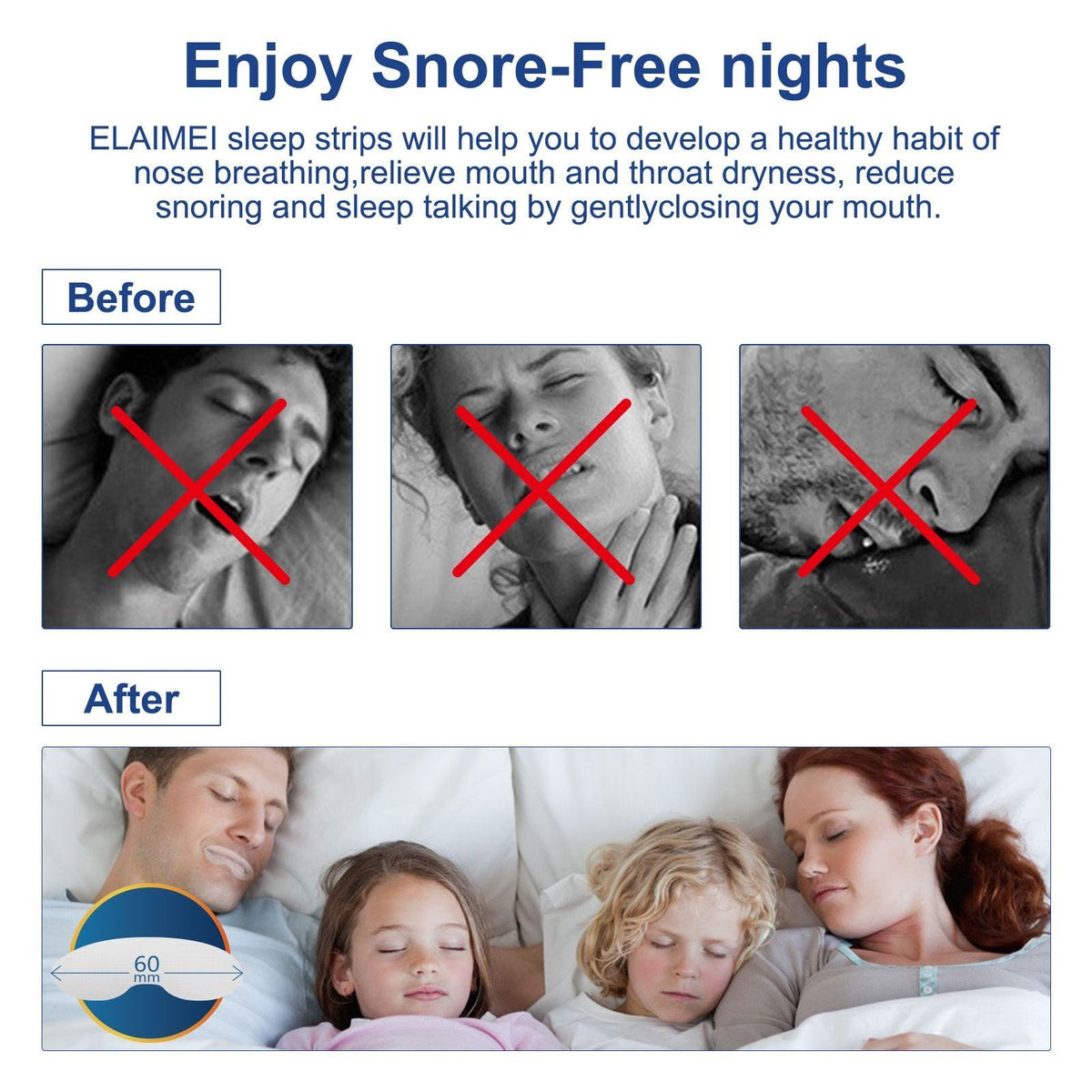 90pcs Anti Snoring Sleep Strips Stop Snoring Mouth Tape For Better Nose Breathing