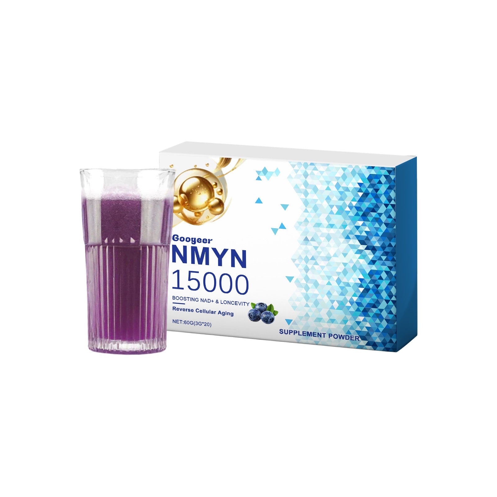Body Care Supplement Powder, Energy Boost, Collagen, Blueberry Flavor, Vitality Support ,60g