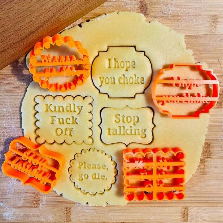 4pcs Cookie Molds Set Funny Biscuit Cutters With Good Wishes Baking Tools