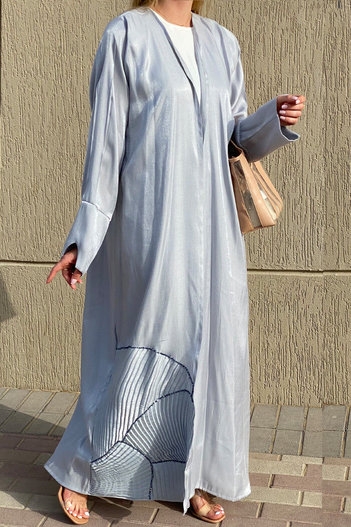 MOiSTREET Grey Rotana Shimmer Designer Abaya