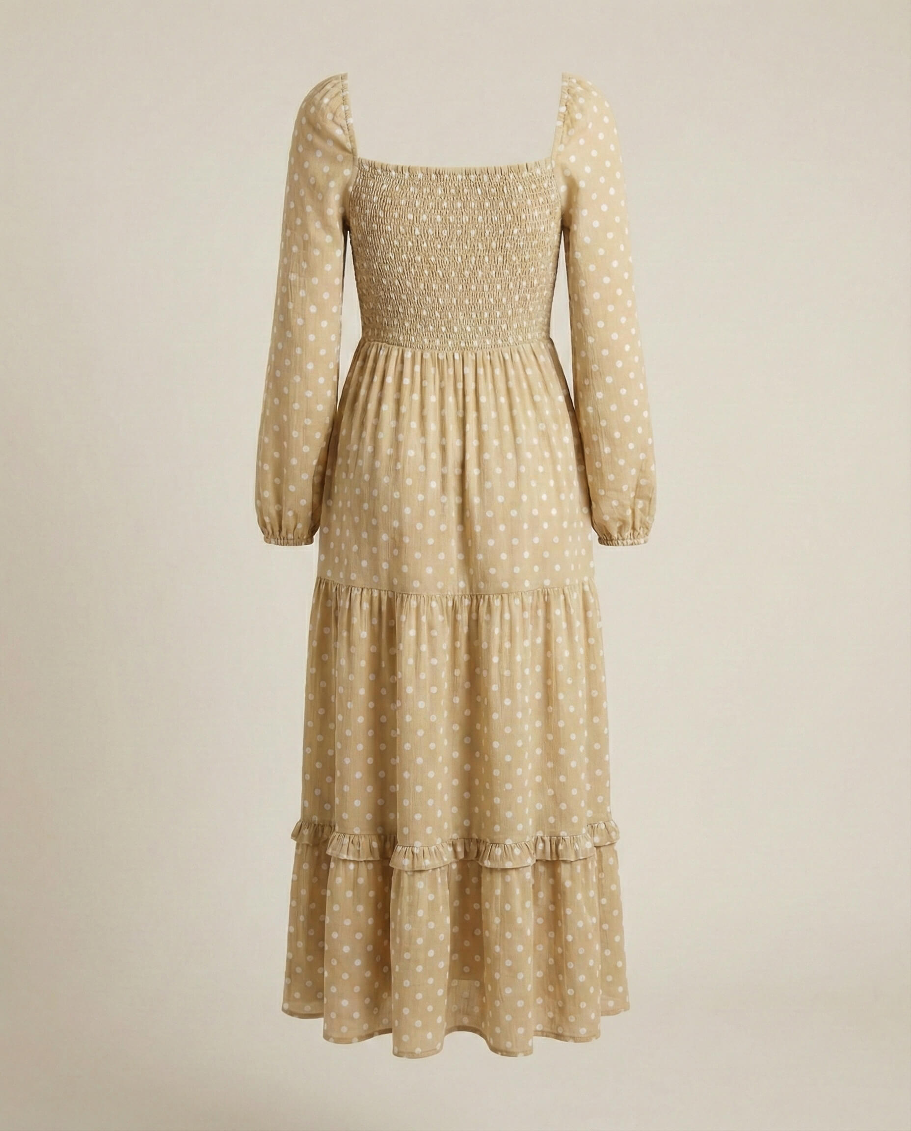 Anthropologie Beige Polka Dress