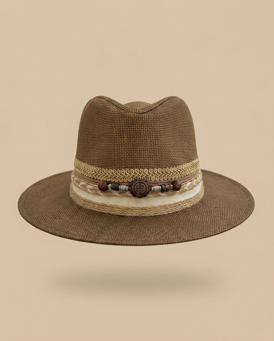 By Rita Raphael Brown Boho Straw Hat