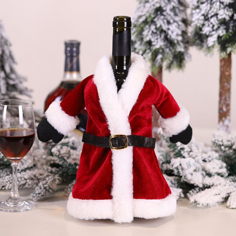 2 Pcs Christmas Wine Bottle Covers Holiday Wine Bottle Skirt Cover Santa Party Decorations