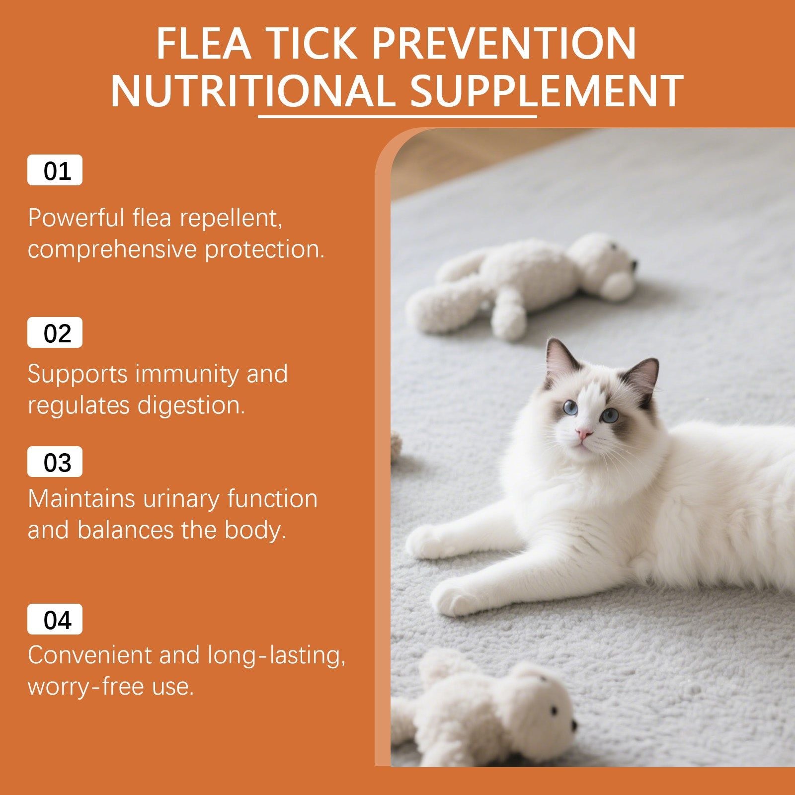 Cat Body Care Drops, Gentle Flea and Tick Protection, Boost Immunity, Easy Daily Use ,60ml