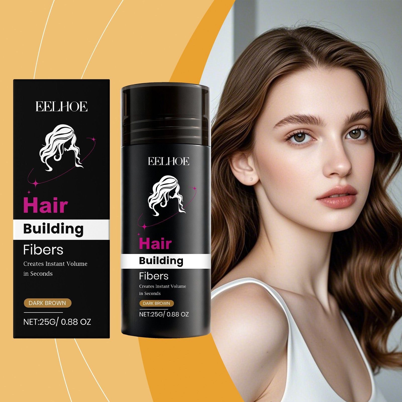 Dark Brown Keratin Hair Powder, Voluminous Hair Care, Natural, Fluffy, Contouring ,25g