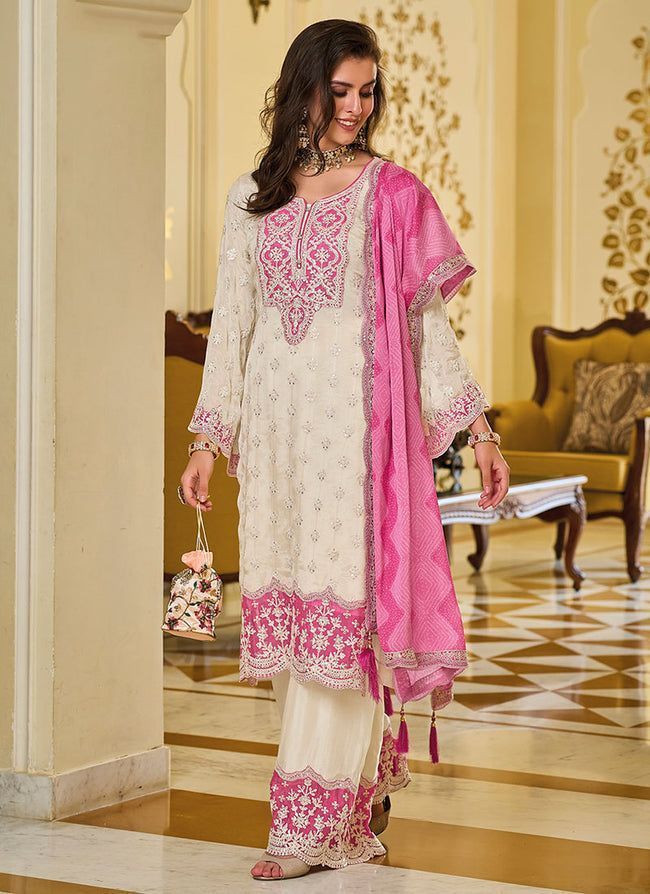 Fab Zone Women's Kurti With Plazzo And Embroidered Dupatta