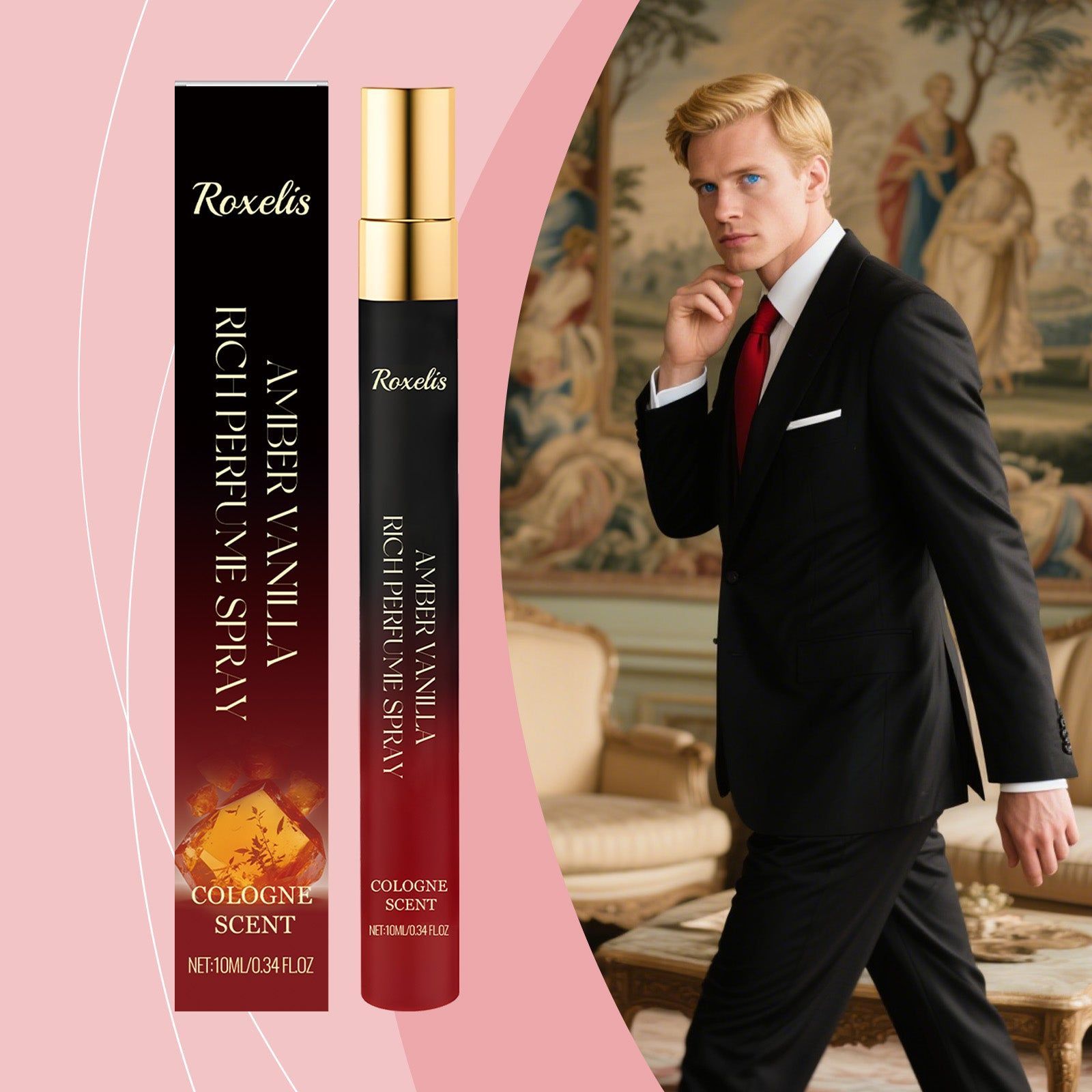 Amber Cologne Perfume Spray, Woody Scent, Unisex Fragrance, Daily Charm ,10ml