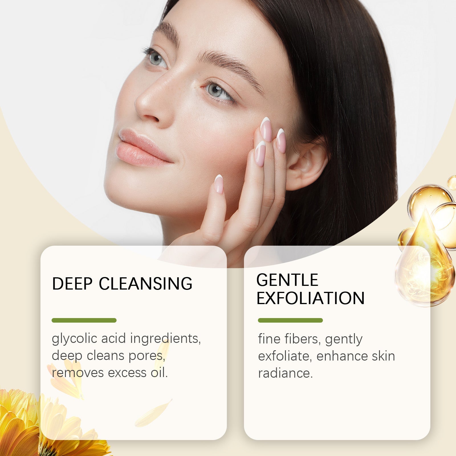 Brightening Facial Cleansing Pads, Exfoliating, Hydrating, Vitamin C, Green Tea ,50pcs