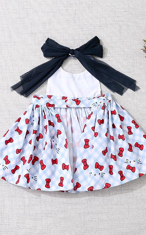 Little Girls Cooking Baking Apron Kitchen Waterproof Bow Aprons Dress