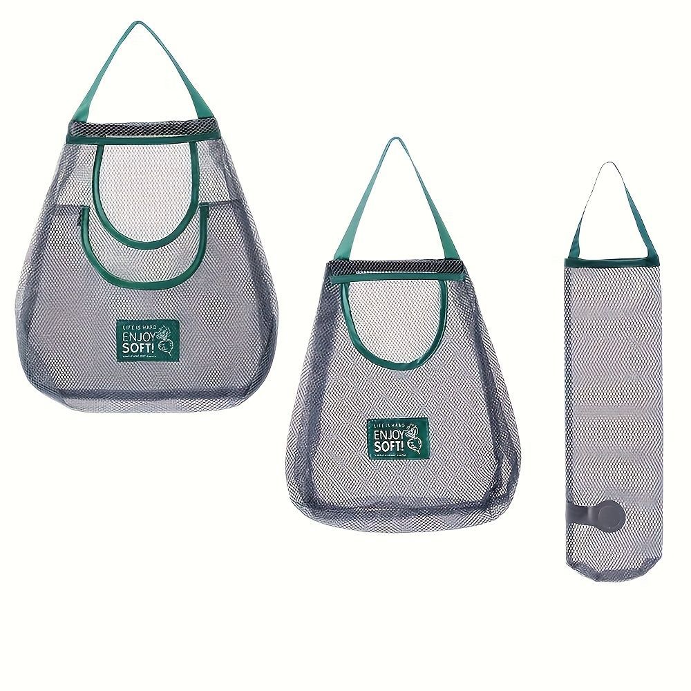 3pcs Kitchen Storage Hanging Bags Breathable Mesh Net Bag Kitchen Supplies