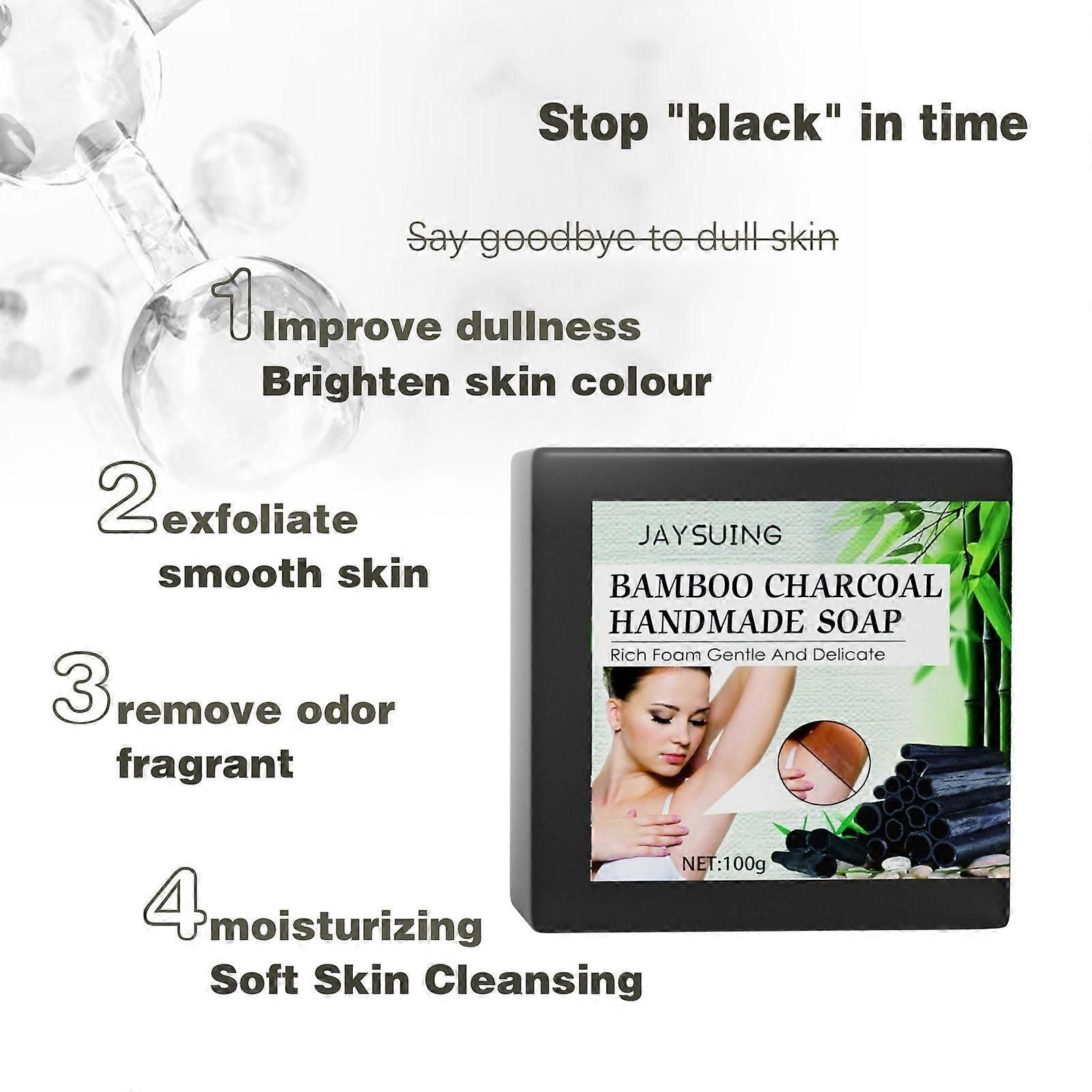 100g Bamboo Charcoal Soap for Underarm Deodorizing and Brightening