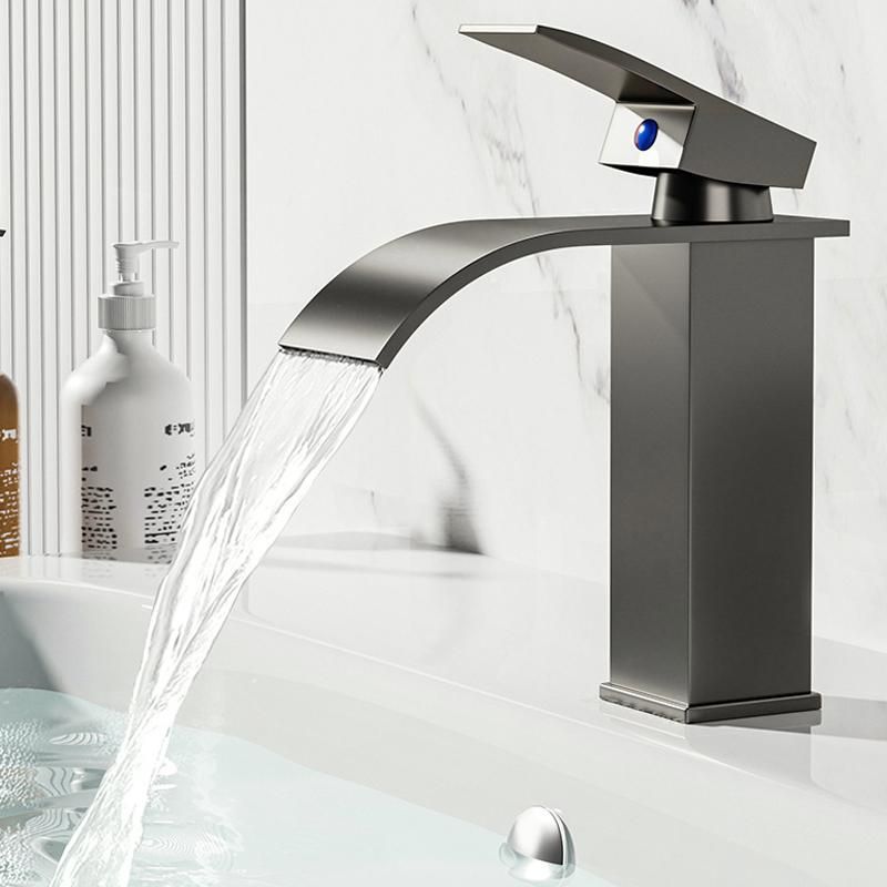 Waterfall Wash Basin Faucet S High Steel Grey