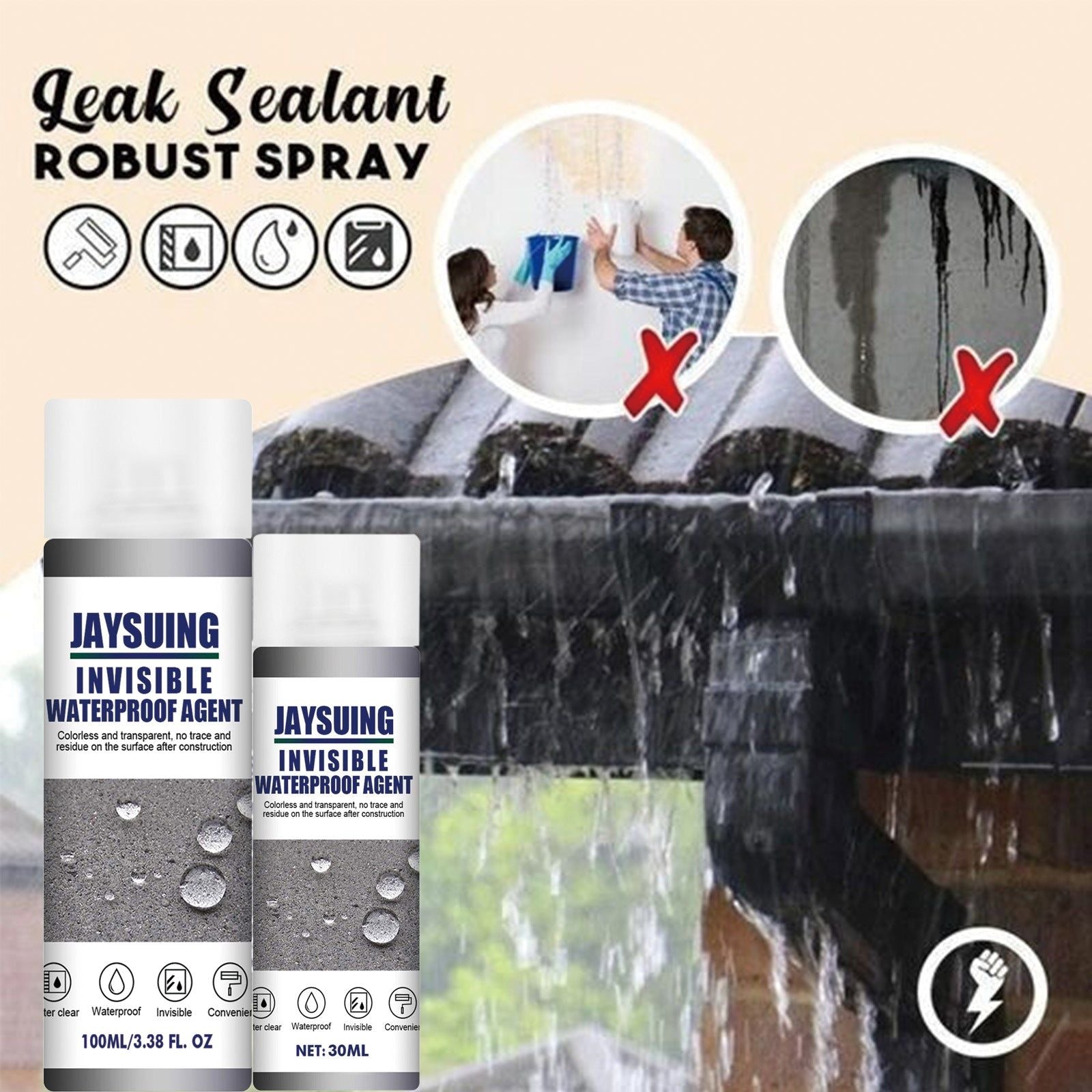 Waterproof Adhesive for External Wall and Roof Leak Repair, Penetrating Moisture-Proof Sealant, 100ml ,100ml