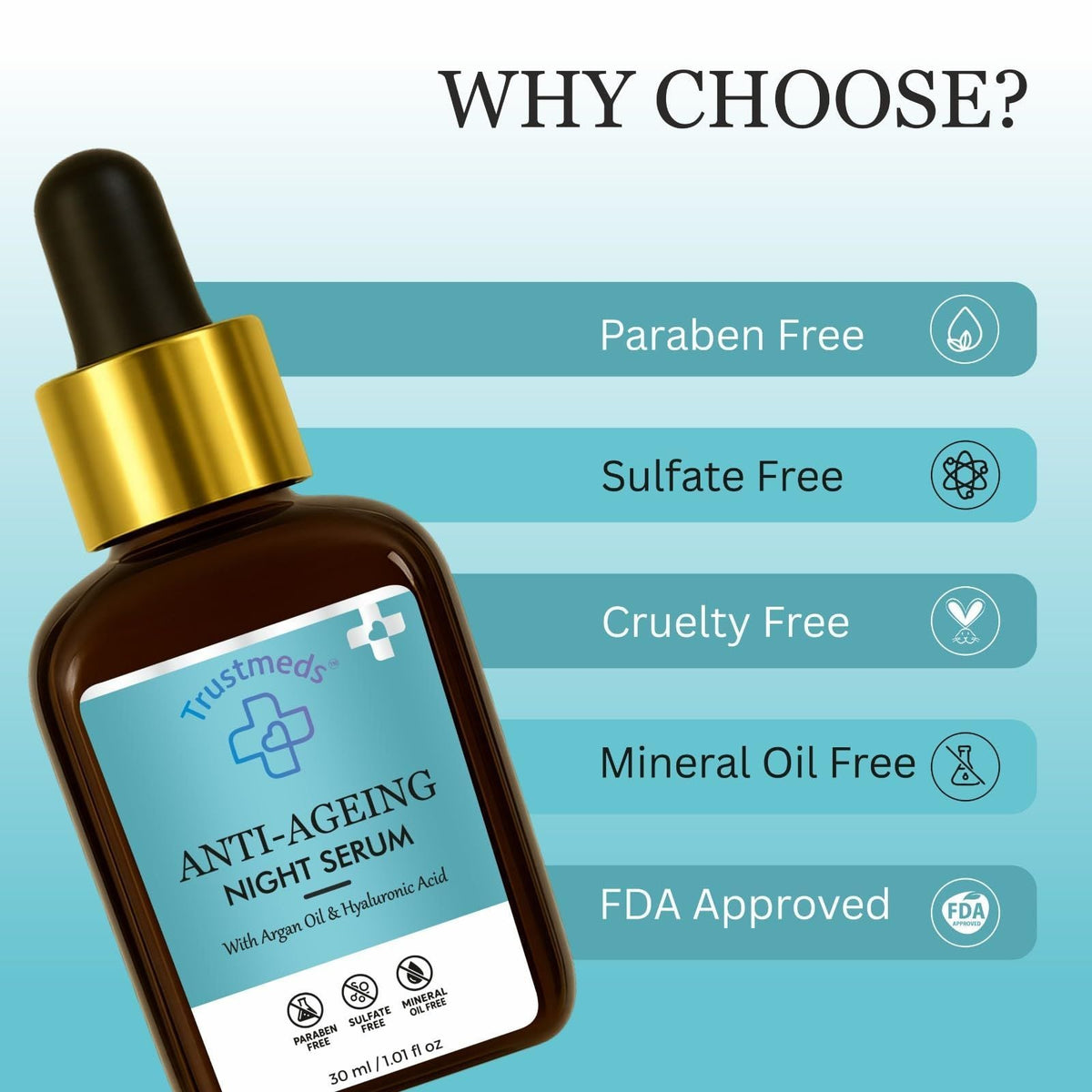 Trustmeds Anti Ageing Face Serum with Argan Oil & Hyaluronic Acid