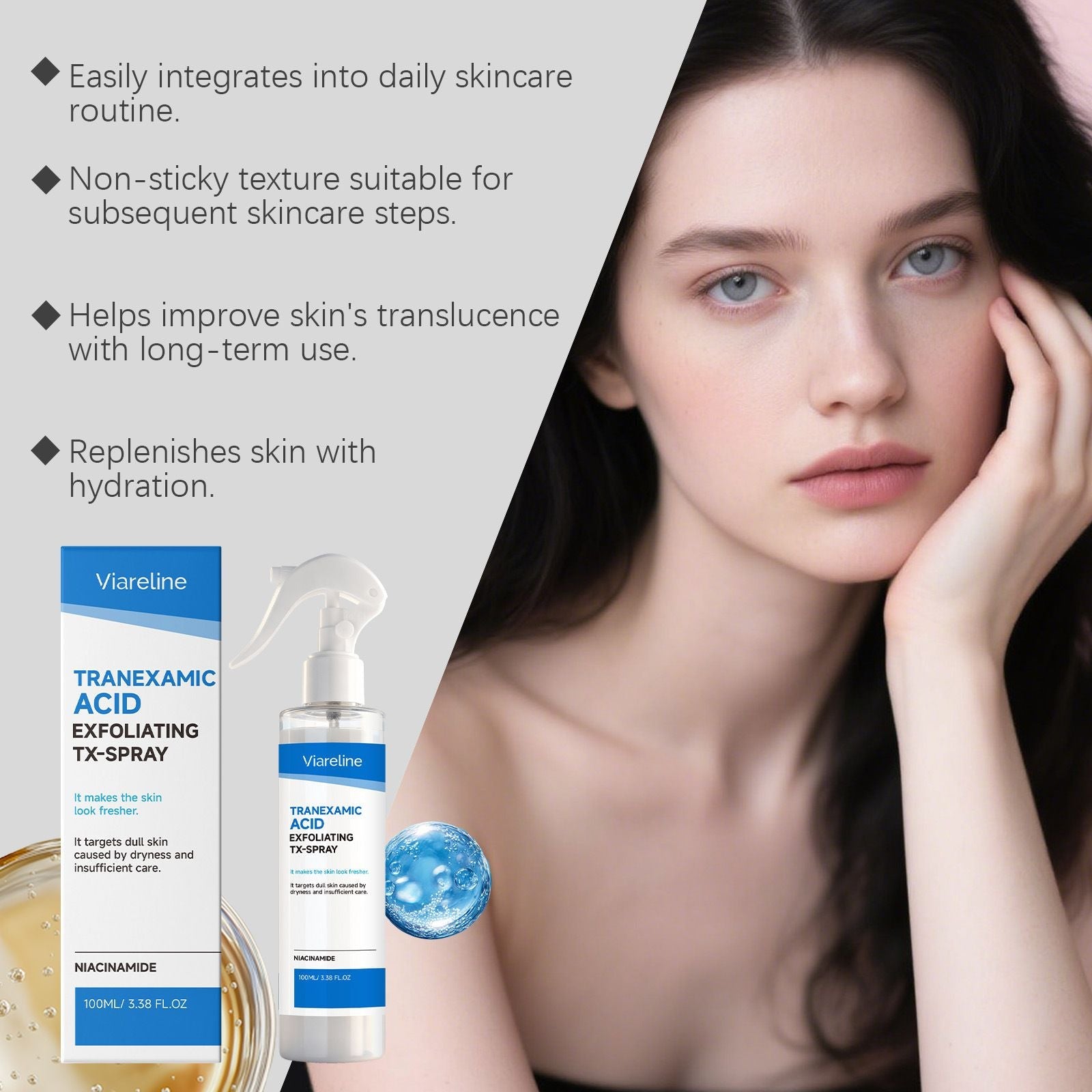 100ml Exfoliating Facial Spray with Dead Skin Removal and Hydration