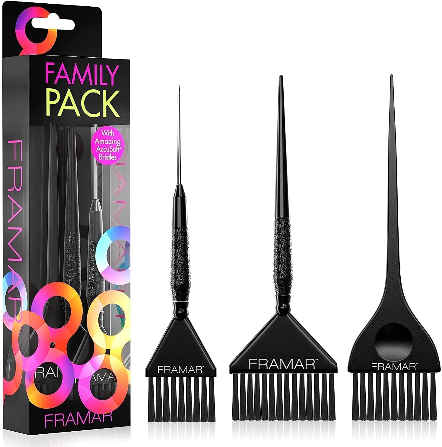 Framar Family Pack, Hair Coloring Brushes, Pack of 3