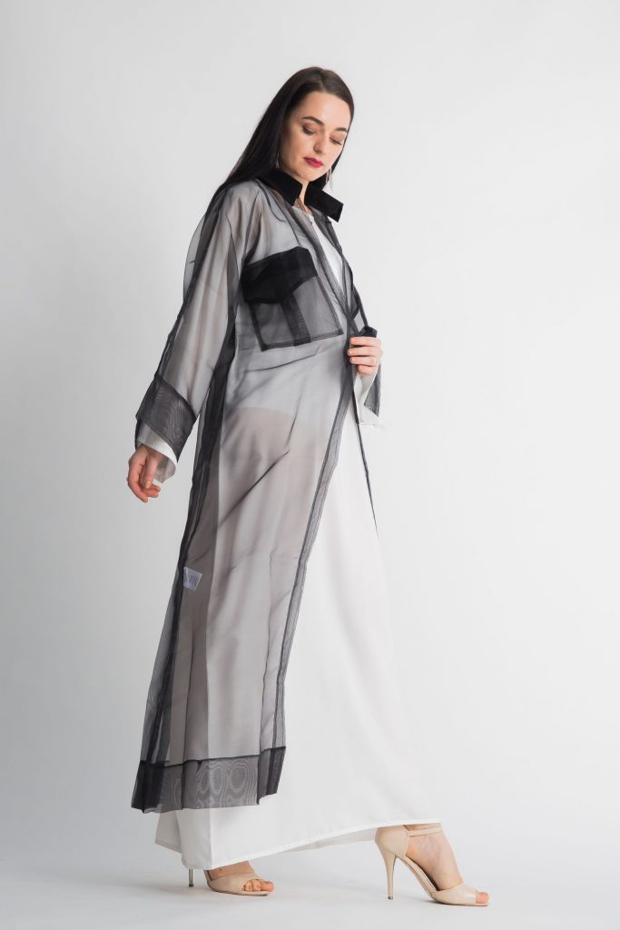 MOiSTREET Long Shirt Style Shear Abaya