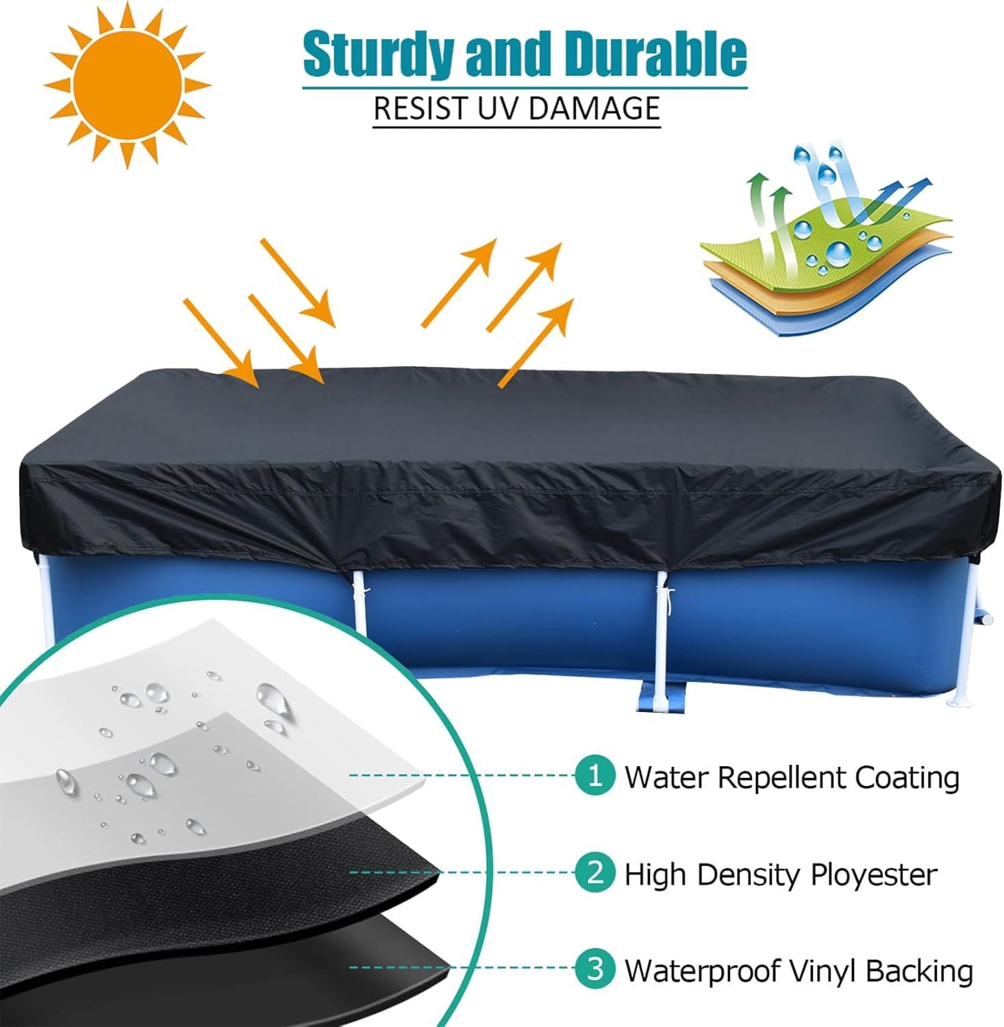 Rectangle Pool Cover Swimming Pool Cover Backyard Pool Accessories