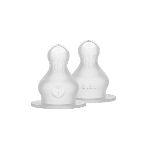 BIBS Baby Bottle Nipple Round Silicone 2 Pack Fast Flow