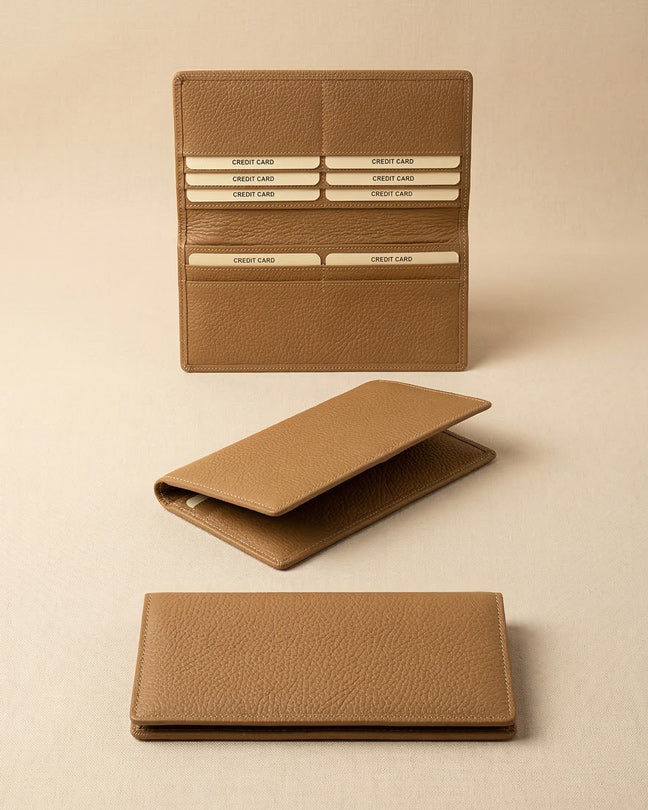 Clarea beige leather texture wallet 19x10cm