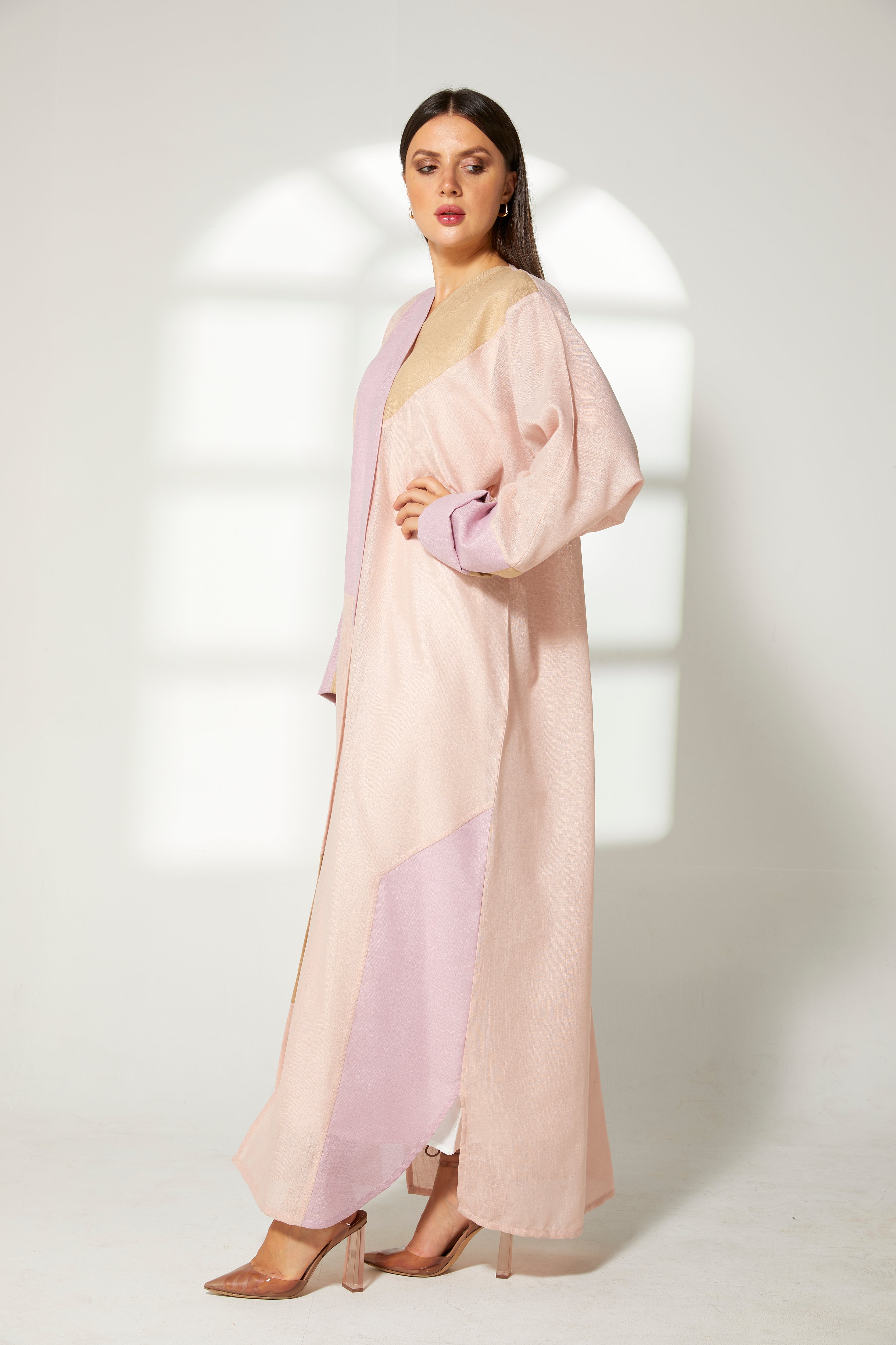 MOiSTREET Multicolor Linen Embroidery Abaya