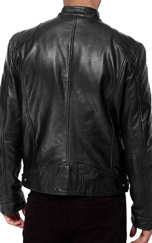 Men Winter Leather Jacket Long Sleeve Zipper Slim Biker Coat Stand Collar Casual Outerwear