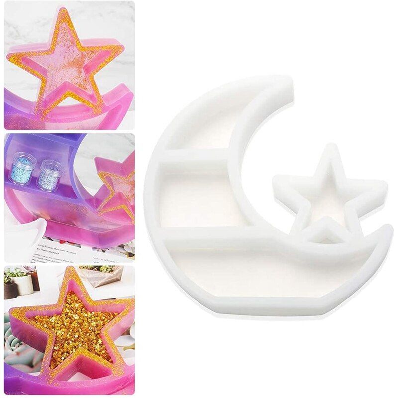 Moon Star Shelf Jewelry Organizer Crescent Silicone Mold Crystal Display Tray DIY Crafts