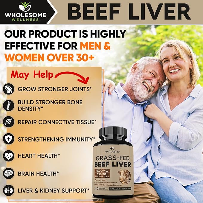 Wholesome Wellness Grass Fed Beef Liver Capsules 180