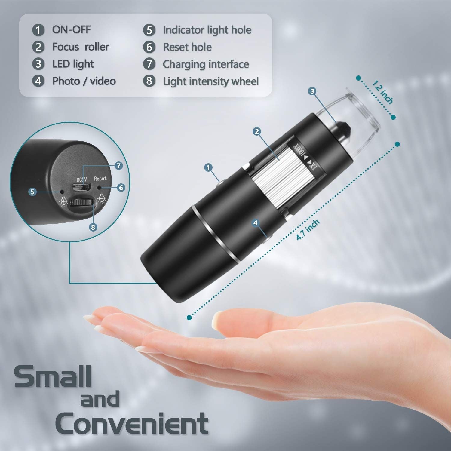 Portable WIFI Digital Microscope Handheld HD Camera Magnifier For Phones