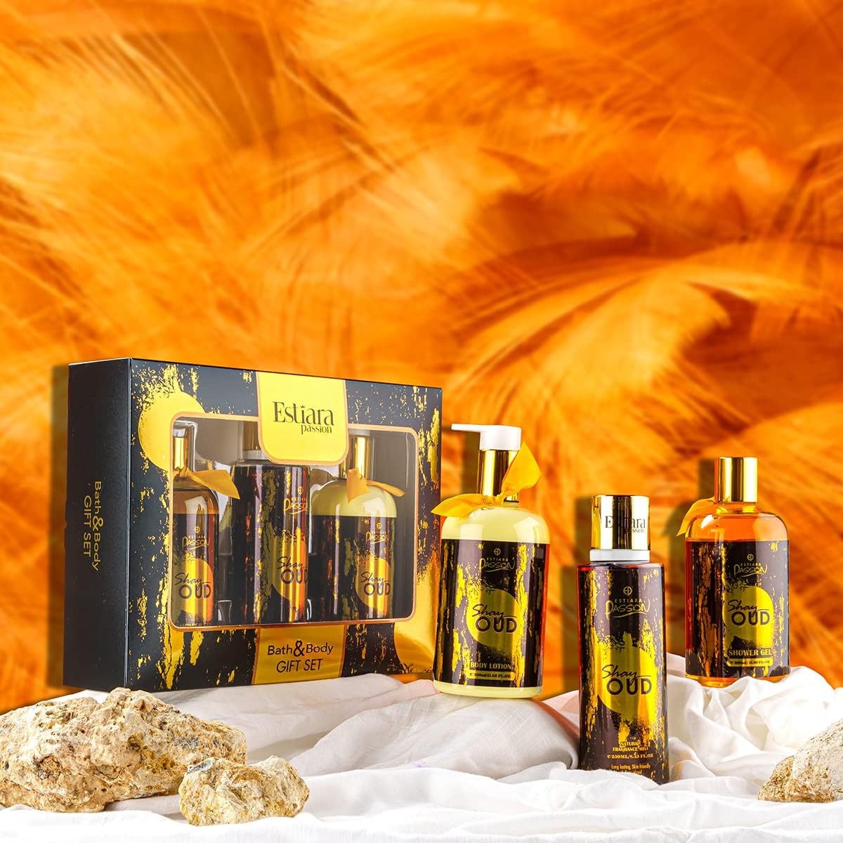 Estiara Passion Shay Unisex Oud Gift Set (Body Lotion 350ml + Body Mist 250ml + Shower Gel 350ml)