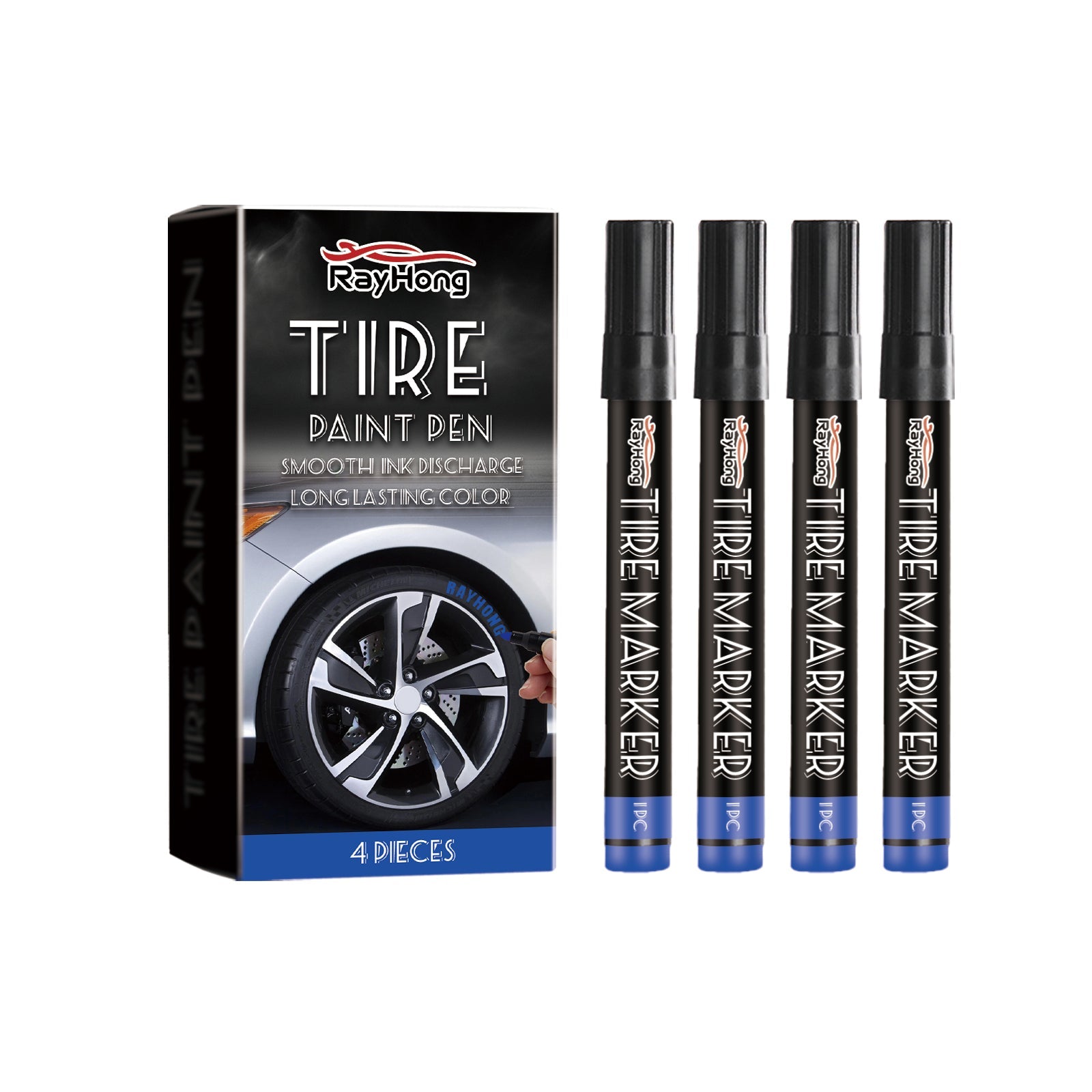 Creative Car Marker for Tire Graffiti, Quick-Drying, Long-Lasting, Easy to Use ,4 pieces