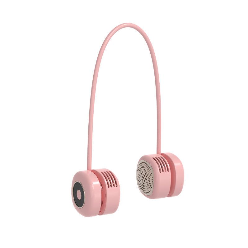 Mute Hanging Neck Mini Fan With Light Leafless Usb Reachargable Cooling Fan