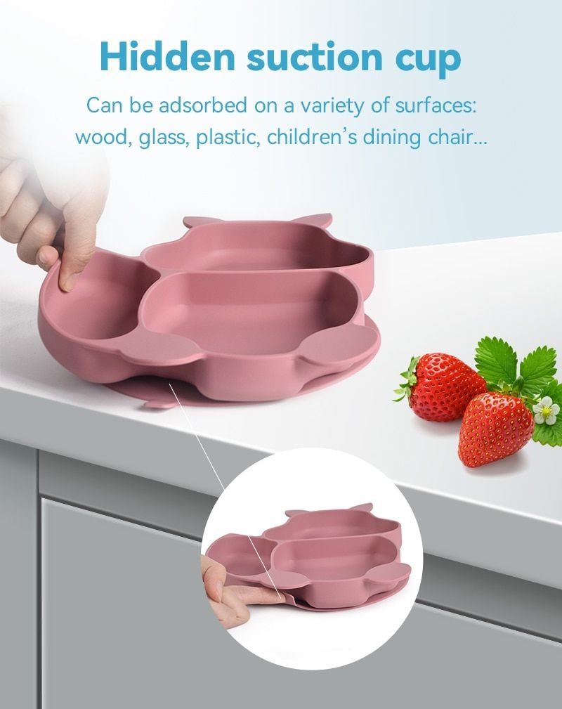 8Pcs Baby Feeding Set Children Silicone Non Slip BPA Free Tableware Set