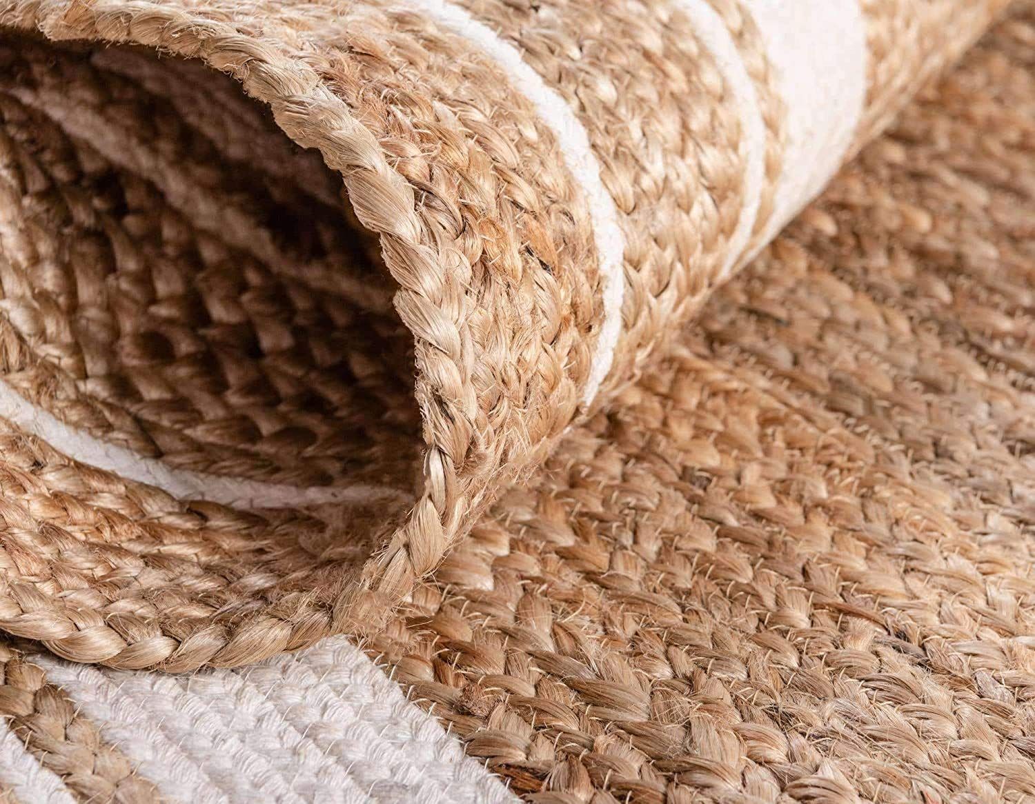 AIESY® Beautiful Reversible Handwoven Jute Rug for Bedroom