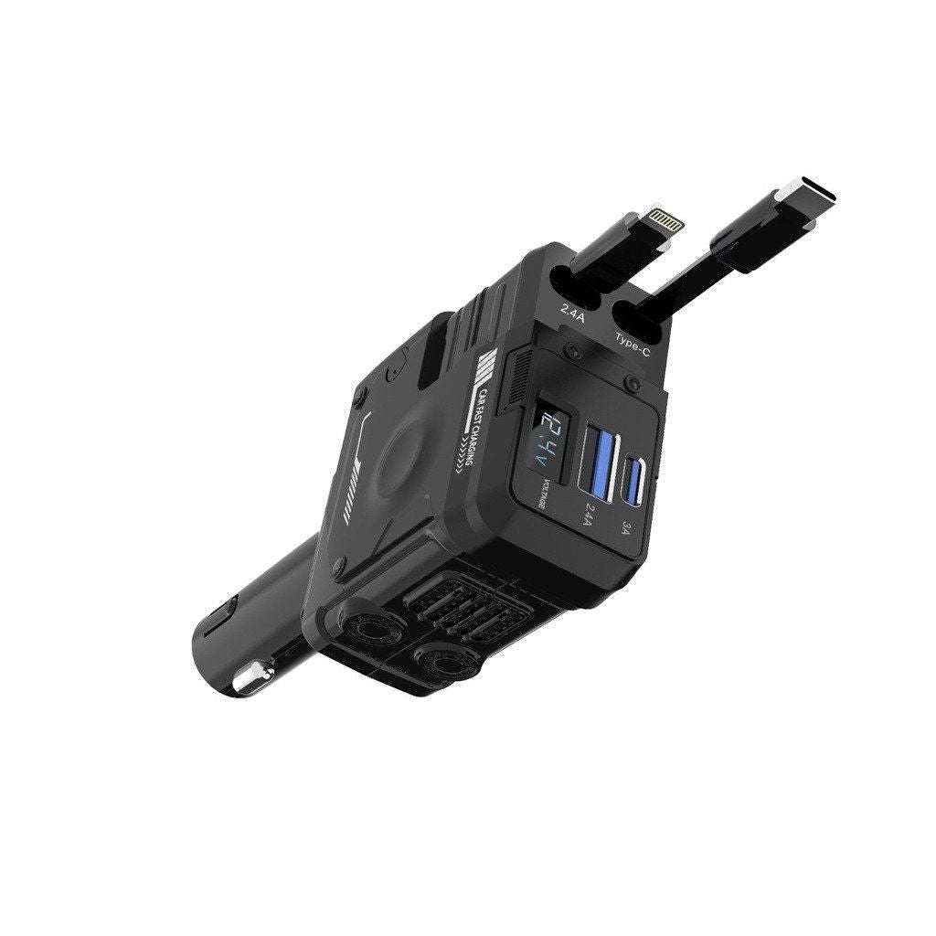 Porodo 66W Car Charger Lightning &amp; Type-C - Black