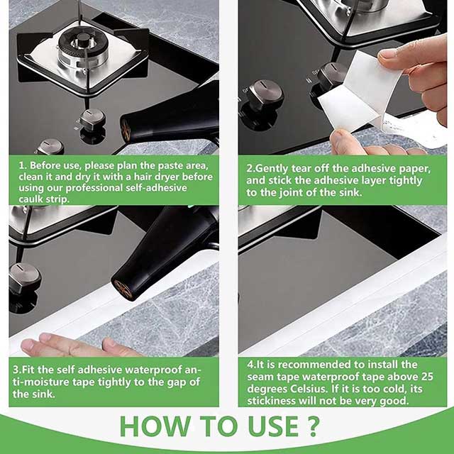 Bathroom Shower Sink Sealing Tape – Waterproof, Mold-Resistant Adhesive for Leak Prevention