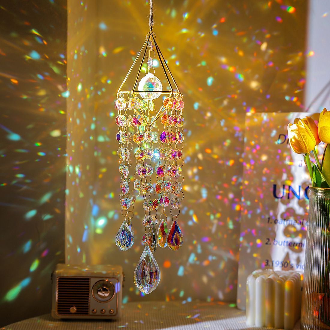 Crystal Suncatchers Window Hanging Wind Chime Garden Sun Catchers Home Decor