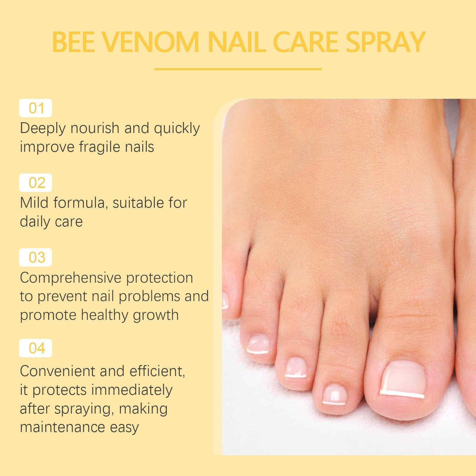 Bee Venom Nail Spray, Nourishing Foot & Nail Care, Deep Moisturizer, Repair Dry Skin ,100ml