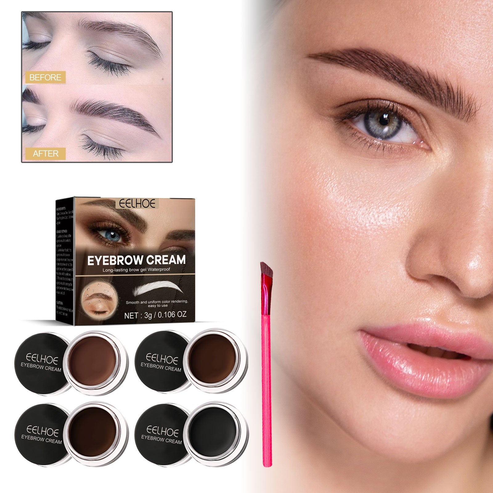 Create Long-Lasting, Natural Eyebrows, Waterproof, Smudge-Proof, Easy to Use ,3g